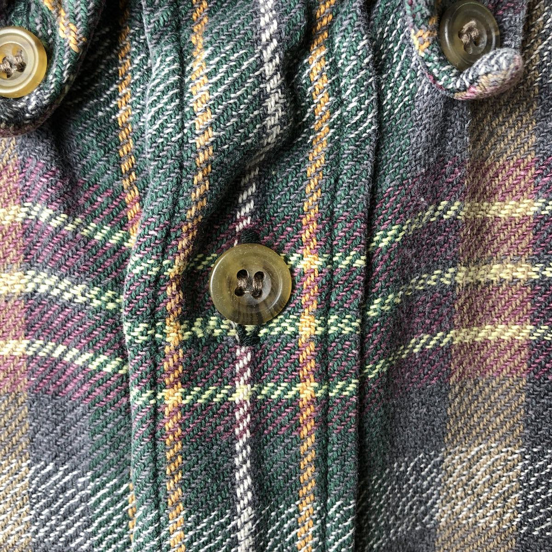 2000'S WOOLRICH Long Sleeve Button-Down Light Flannel Check Shirt, Men's Size L cotton Purple type red-purple Vintage Second Hand