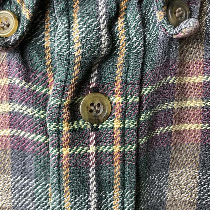 2000'S WOOLRICH Long Sleeve Button-Down Light Flannel Check Shirt, Men's Size L cotton Purple type red-purple Vintage Second Hand