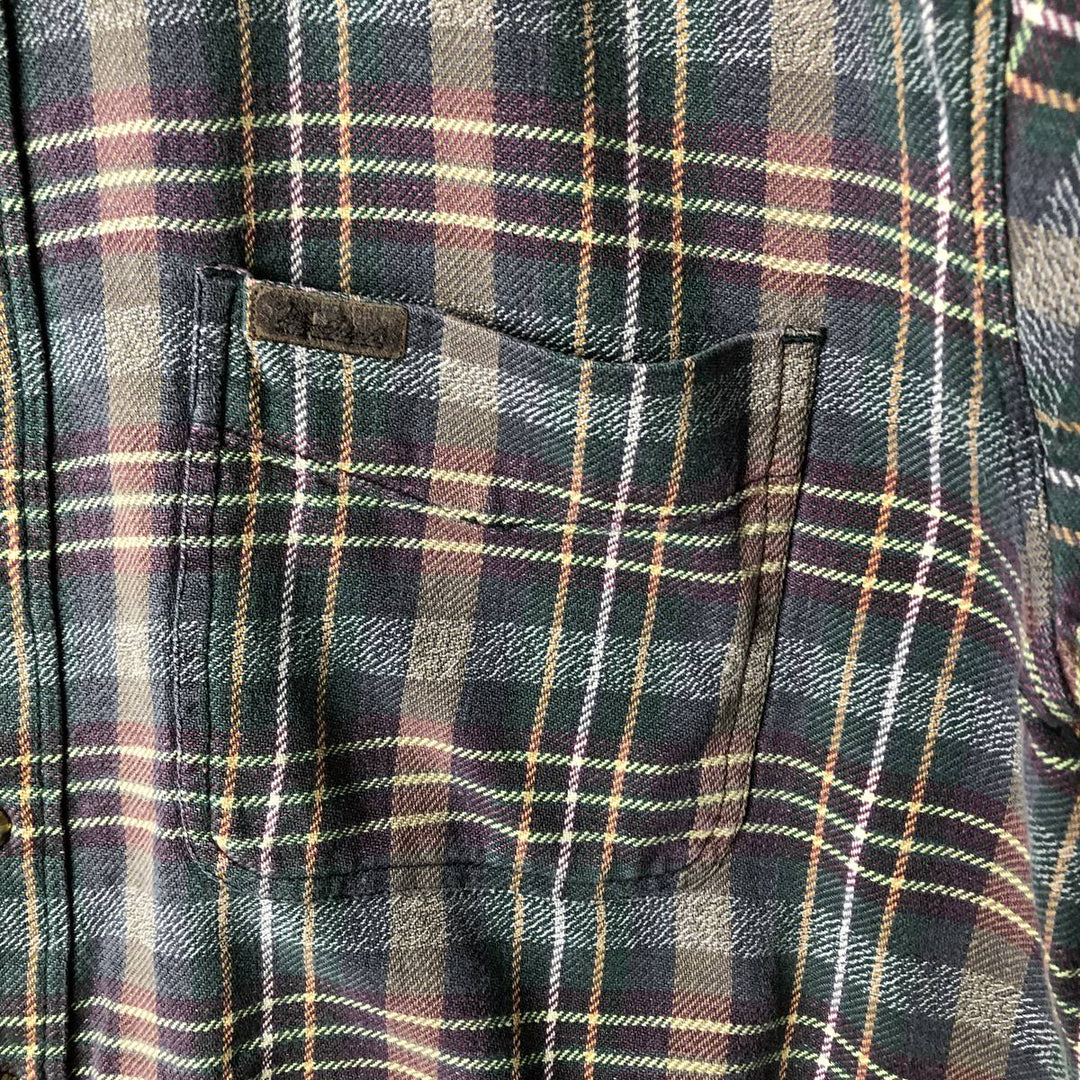 2000'S WOOLRICH Long Sleeve Button-Down Light Flannel Check Shirt, Men's Size L cotton Purple type red-purple Vintage Second Hand