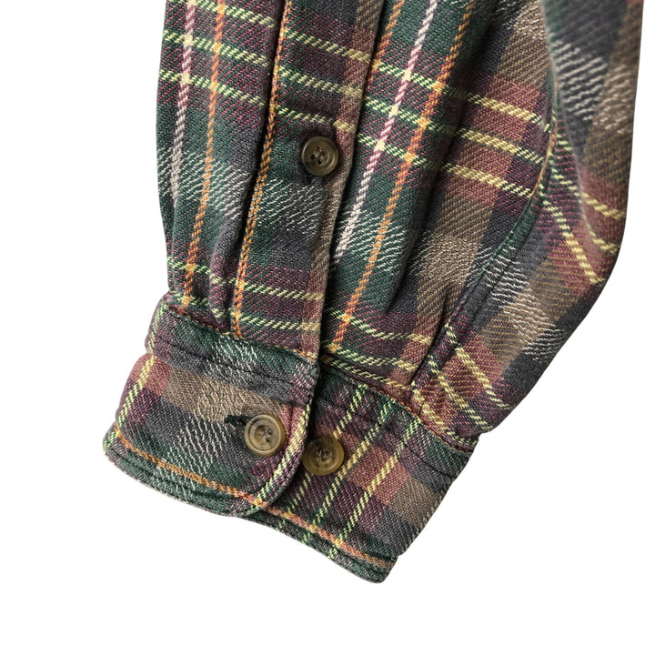 2000'S WOOLRICH Long Sleeve Button-Down Light Flannel Check Shirt, Men's Size L cotton Purple type red-purple Vintage Second Hand