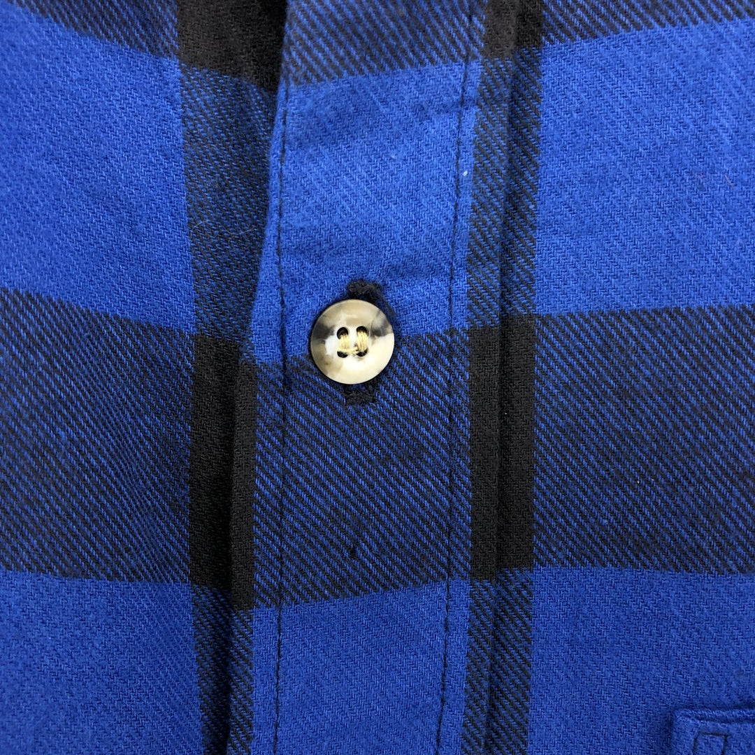 Oversized 80'S Five Brother DAKOTA buffalo check long-sleeve light flannel check shirt, men's size XXXL cotton blue type Vintage Second Hand