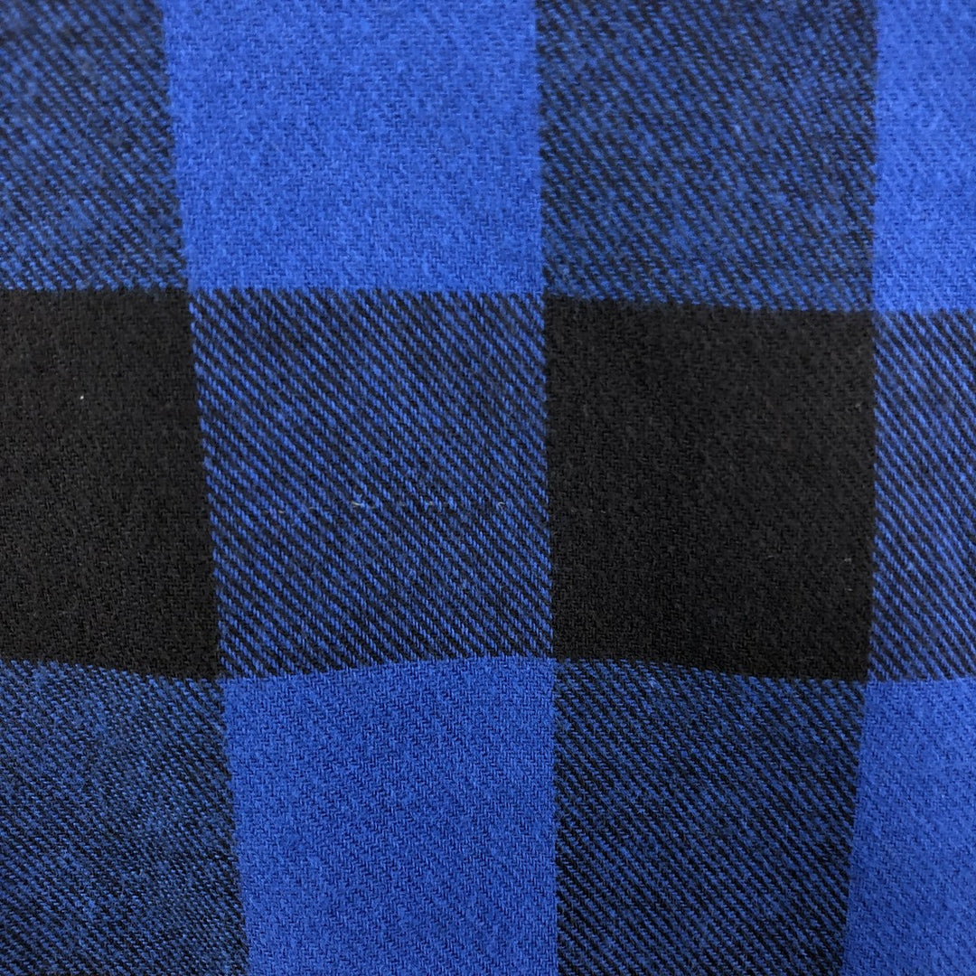 Oversized 80'S Five Brother DAKOTA buffalo check long-sleeve light flannel check shirt, men's size XXXL cotton blue type Vintage Second Hand