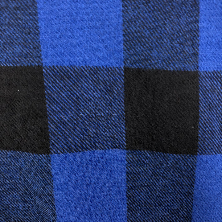 Oversized 80'S Five Brother DAKOTA buffalo check long-sleeve light flannel check shirt, men's size XXXL cotton blue type Vintage Second Hand