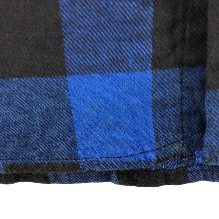 Oversized 80'S Five Brother DAKOTA buffalo check long-sleeve light flannel check shirt, men's size XXXL cotton blue type Vintage Second Hand