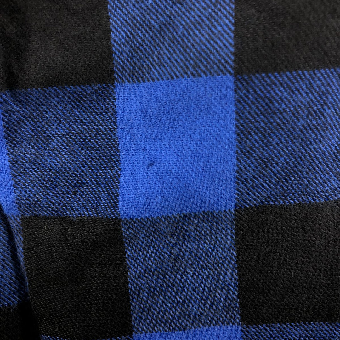 Oversized 80'S Five Brother DAKOTA buffalo check long-sleeve light flannel check shirt, men's size XXXL cotton blue type Vintage Second Hand