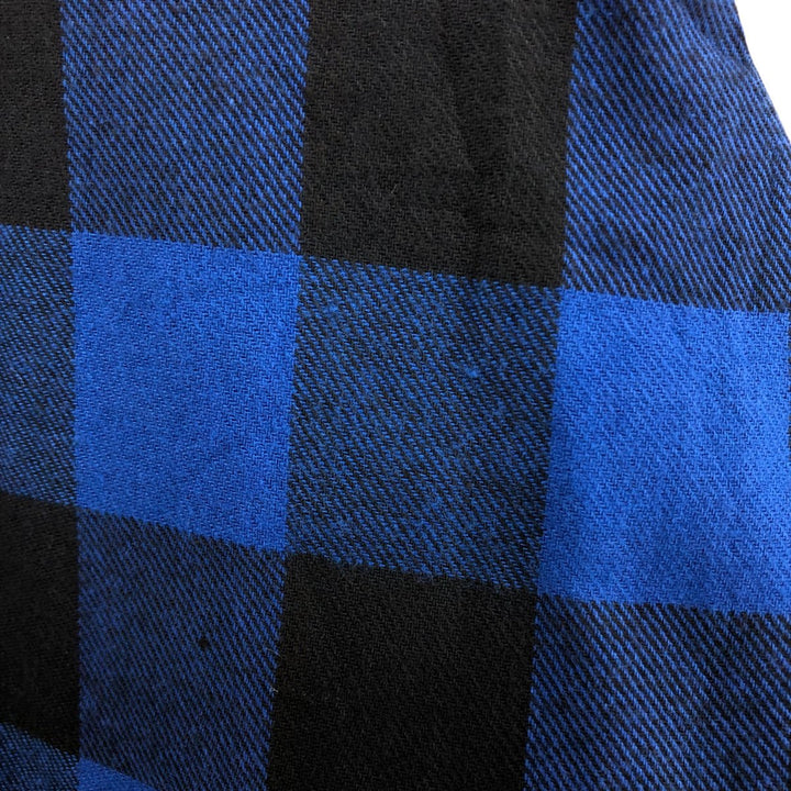 Oversized 80'S Five Brother DAKOTA buffalo check long-sleeve light flannel check shirt, men's size XXXL cotton blue type Vintage Second Hand
