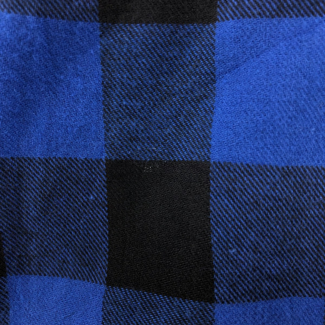 Oversized 80'S Five Brother DAKOTA buffalo check long-sleeve light flannel check shirt, men's size XXXL cotton blue type Vintage Second Hand