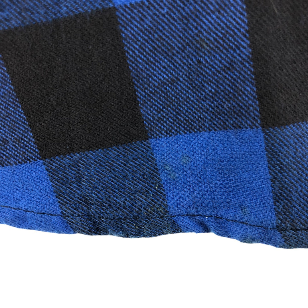 Oversized 80'S Five Brother DAKOTA buffalo check long-sleeve light flannel check shirt, men's size XXXL cotton blue type Vintage Second Hand