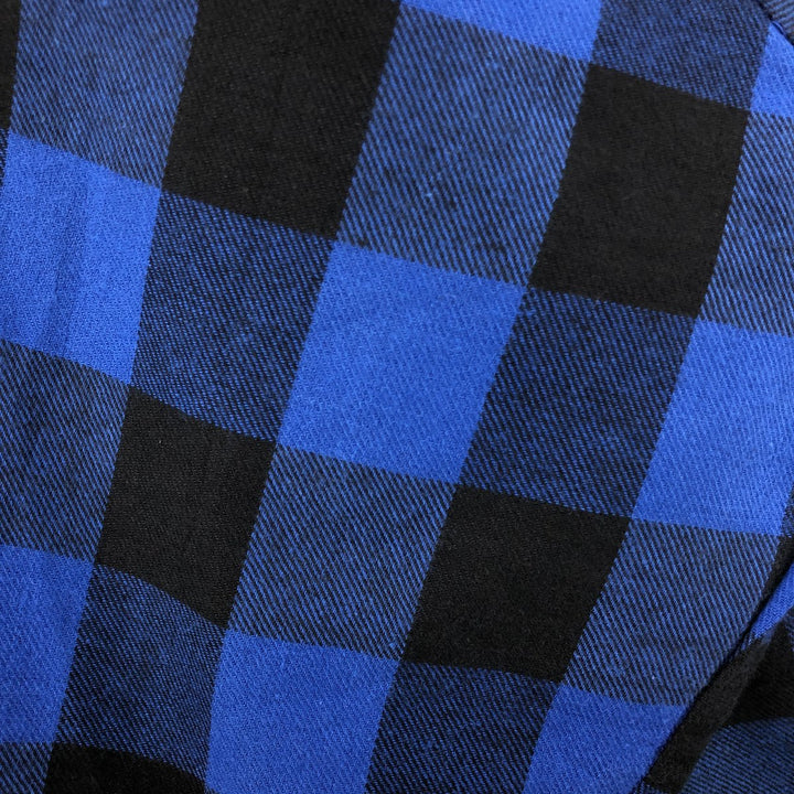 Oversized 80'S Five Brother DAKOTA buffalo check long-sleeve light flannel check shirt, men's size XXXL cotton blue type Vintage Second Hand