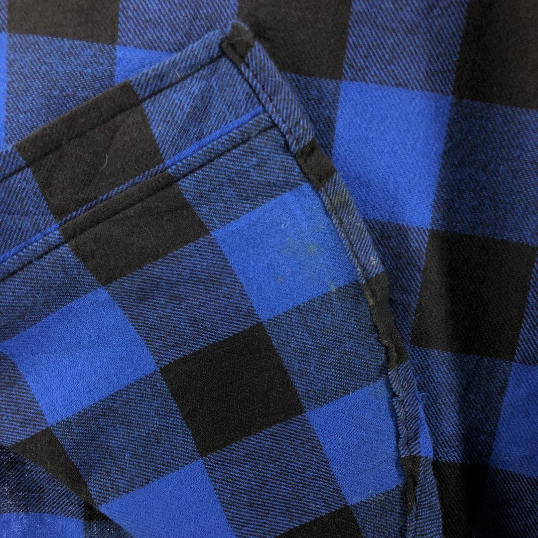 Oversized 80'S Five Brother DAKOTA buffalo check long-sleeve light flannel check shirt, men's size XXXL cotton blue type Vintage Second Hand