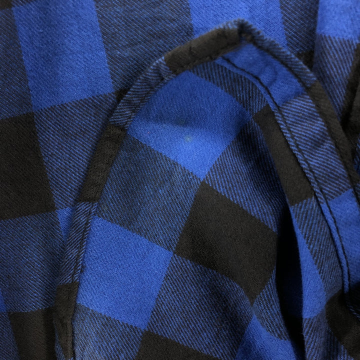 Oversized 80'S Five Brother DAKOTA buffalo check long-sleeve light flannel check shirt, men's size XXXL cotton blue type Vintage Second Hand