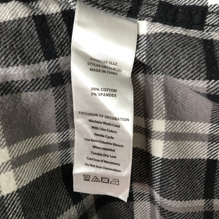 Eddie Bauer Long Sleeve Button-Down Light Flannel Check Shirt, Men's XL cotton gray type Vintage Second Hand