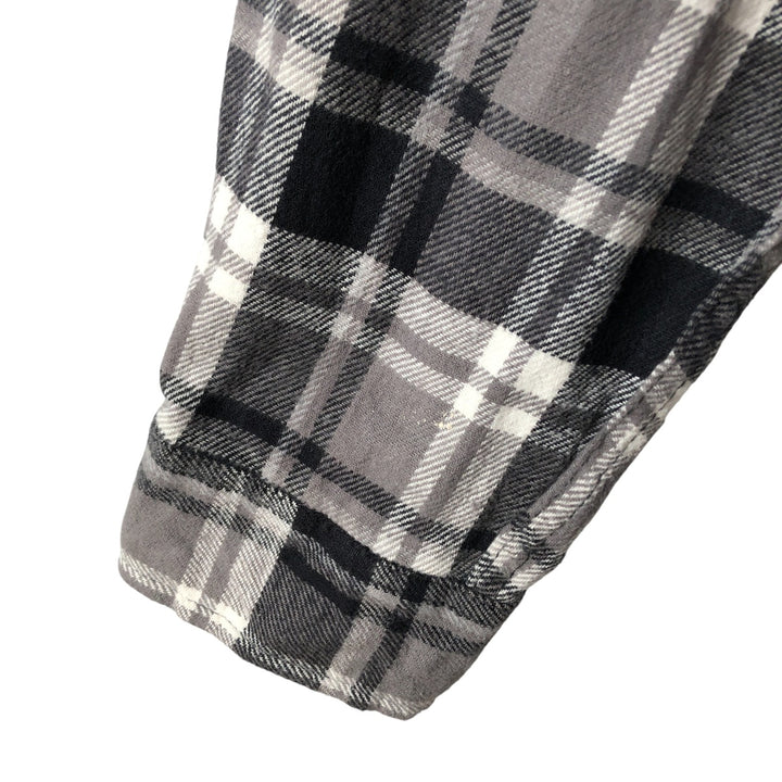 Eddie Bauer Long Sleeve Button-Down Light Flannel Check Shirt, Men's XL cotton gray type Vintage Second Hand