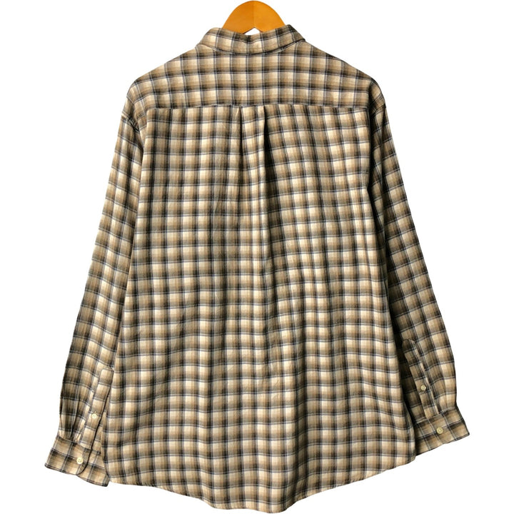 90'S J.Crew Long Sleeve Light Nell Check Shirt, Men's Size L, Vintage cotton ivory Vintage Second Hand