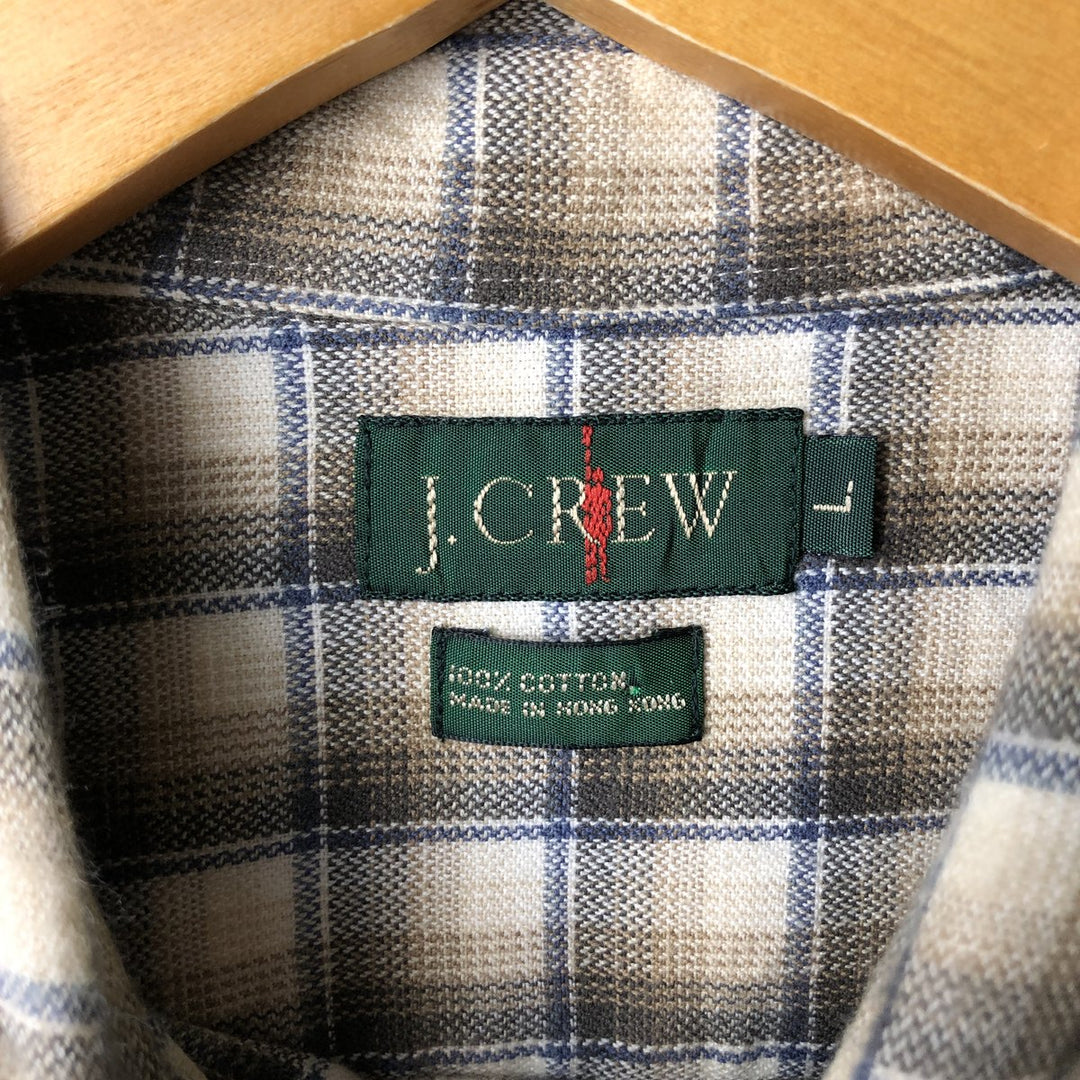90'S J.Crew Long Sleeve Light Nell Check Shirt, Men's Size L, Vintage cotton ivory Vintage Second Hand