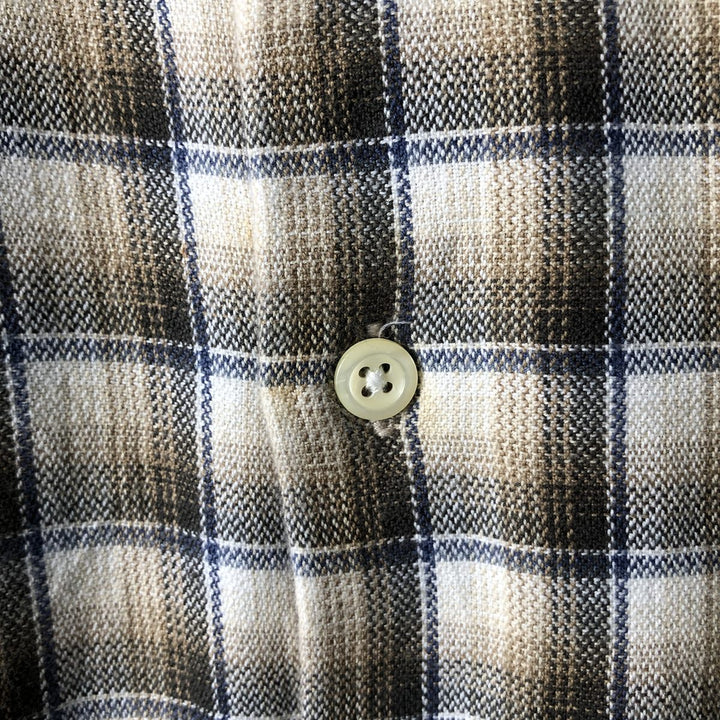 90'S J.Crew Long Sleeve Light Nell Check Shirt, Men's Size L, Vintage cotton ivory Vintage Second Hand