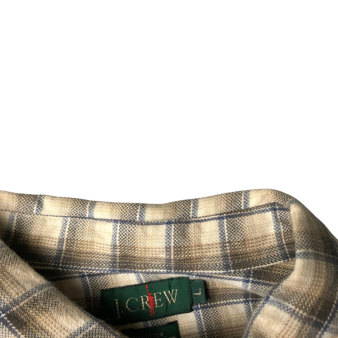 90'S J.Crew Long Sleeve Light Nell Check Shirt, Men's Size L, Vintage cotton ivory Vintage Second Hand