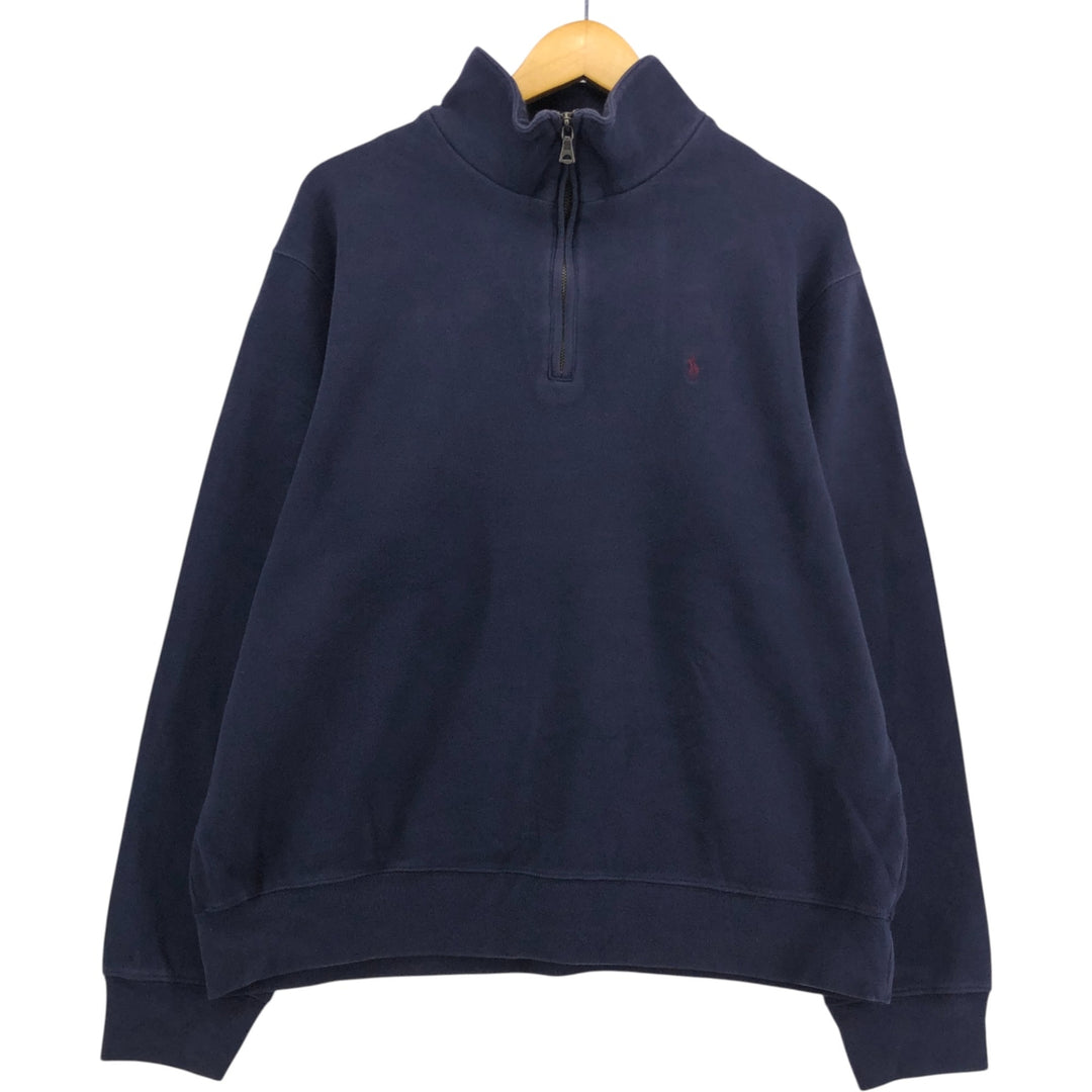 Ralph Lauren POLO by Ralph Lauren Half-Zip Sweatshirt, Men's XL cotton navy blue type Vintage Second Hand