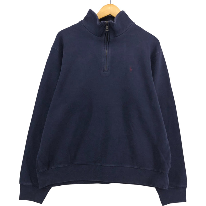 Ralph Lauren POLO by Ralph Lauren Half-Zip Sweatshirt, Men's XL cotton navy blue type Vintage Second Hand