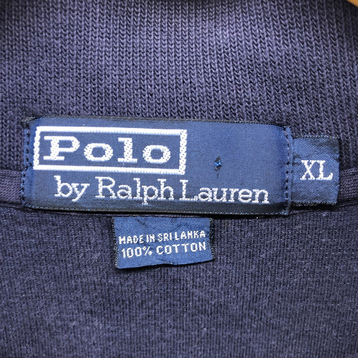 Ralph Lauren POLO by Ralph Lauren Half-Zip Sweatshirt, Men's XL cotton navy blue type Vintage Second Hand
