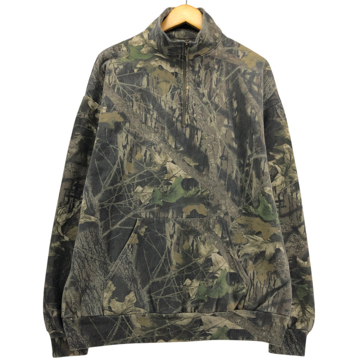 Jerzees Camouflage Pattern Realtree Camo Half-Zip Sweatshirt, Men's XL cotton Khaki type Vintage Second Hand