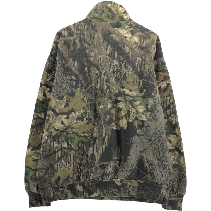 Jerzees Camouflage Pattern Realtree Camo Half-Zip Sweatshirt, Men's XL cotton Khaki type Vintage Second Hand