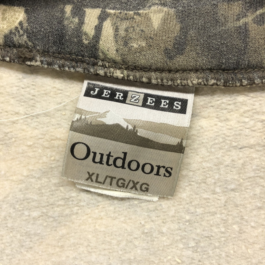 Jerzees Camouflage Pattern Realtree Camo Half-Zip Sweatshirt, Men's XL cotton Khaki type Vintage Second Hand