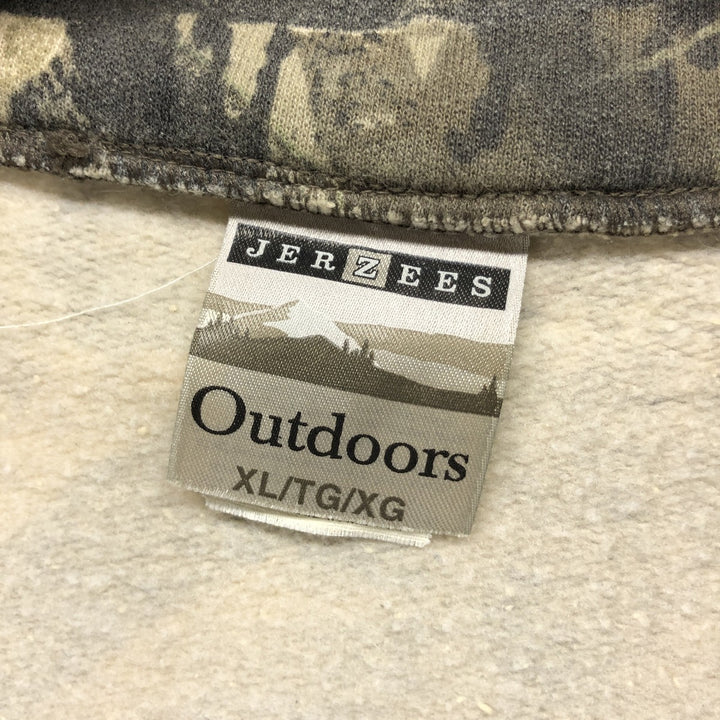 Jerzees Camouflage Pattern Realtree Camo Half-Zip Sweatshirt, Men's XL cotton Khaki type Vintage Second Hand