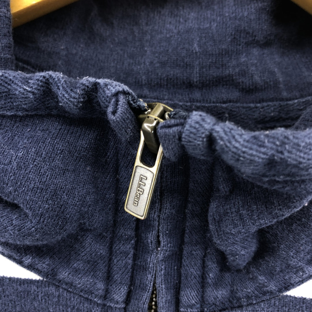 LLBean Striped Pattern Half-Zip Sweatshirt, Men's Size L cotton navy blue type Vintage Second Hand