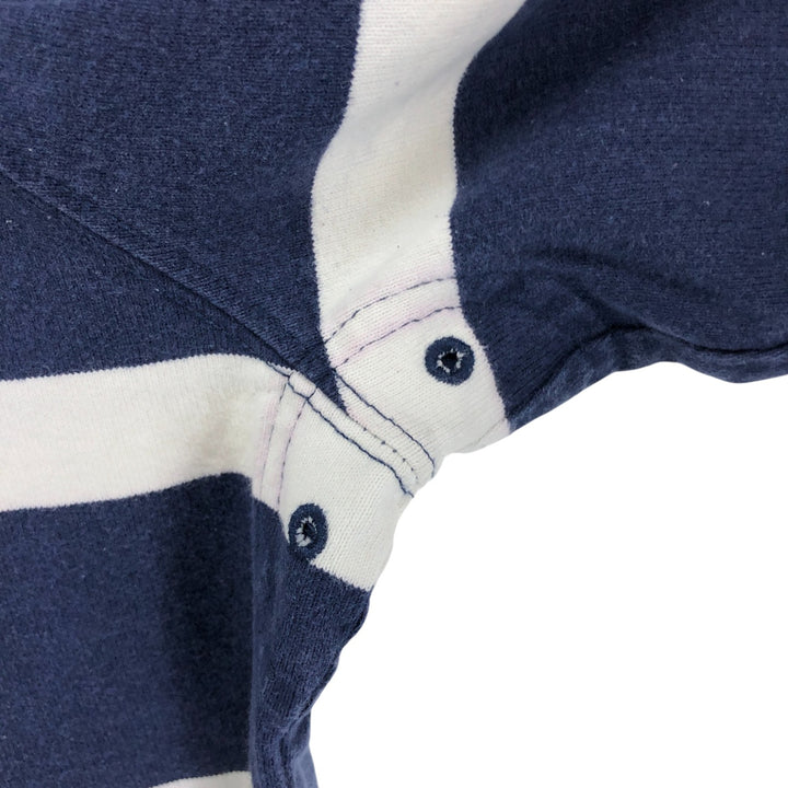 LLBean Striped Pattern Half-Zip Sweatshirt, Men's Size L cotton navy blue type Vintage Second Hand