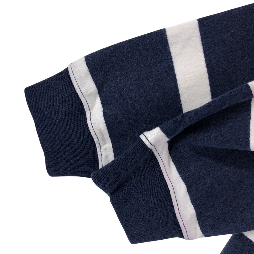 LLBean Striped Pattern Half-Zip Sweatshirt, Men's Size L cotton navy blue type Vintage Second Hand
