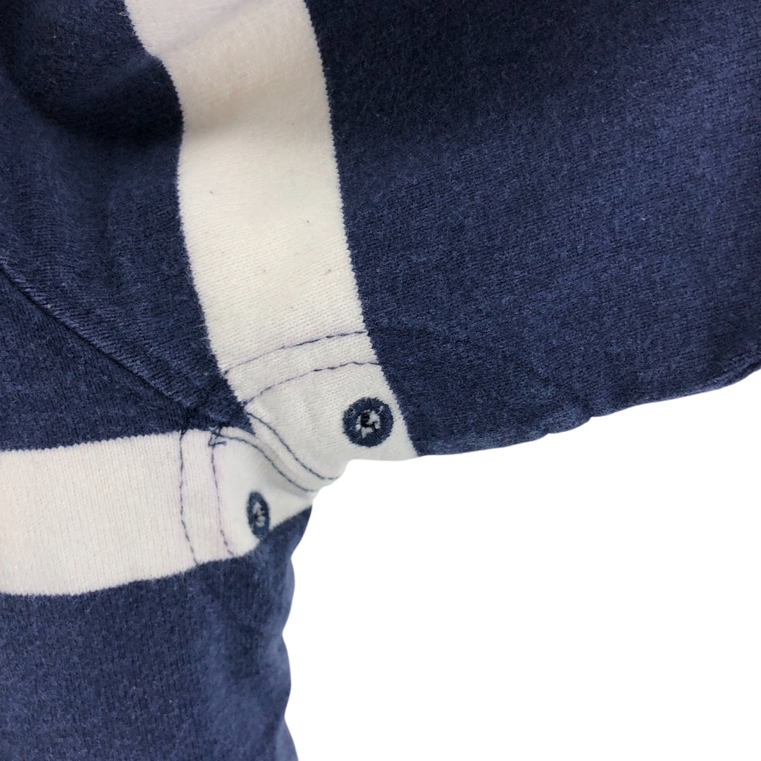 LLBean Striped Pattern Half-Zip Sweatshirt, Men's Size L cotton navy blue type Vintage Second Hand