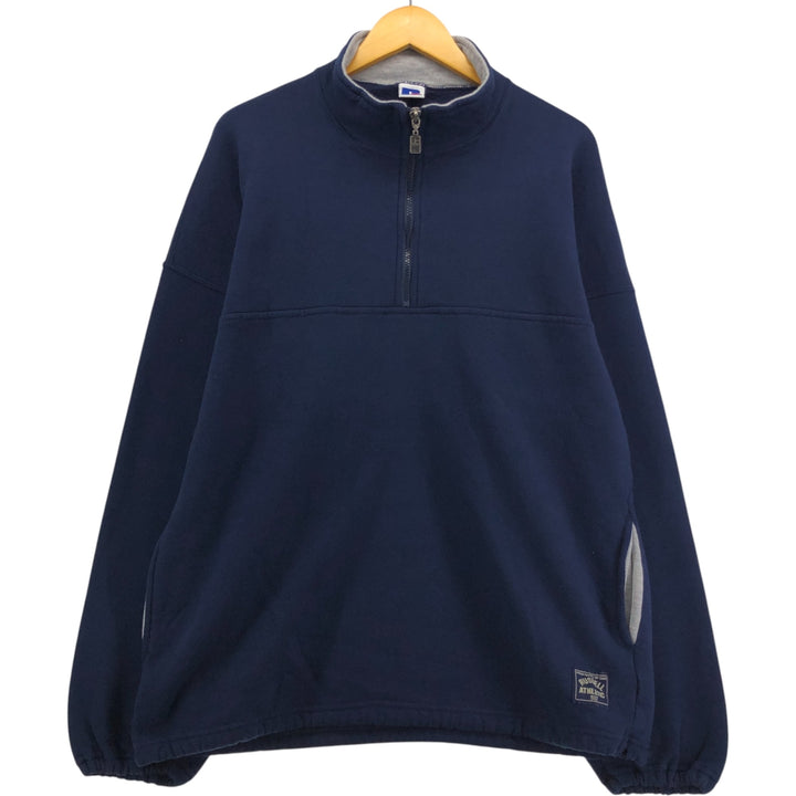 Russell Half-Zip Sweatshirt, Made in USA, Men's Size L cotton navy blue type Vintage Second Hand