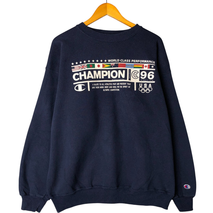 Vintage 90'S Champion BASIC TRAINING printed sweatshirt, Made in USA, Men's XL cotton navy blue type Vintage Second Hand