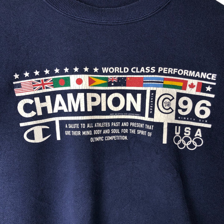 Vintage 90'S Champion BASIC TRAINING printed sweatshirt, Made in USA, Men's XL cotton navy blue type Vintage Second Hand