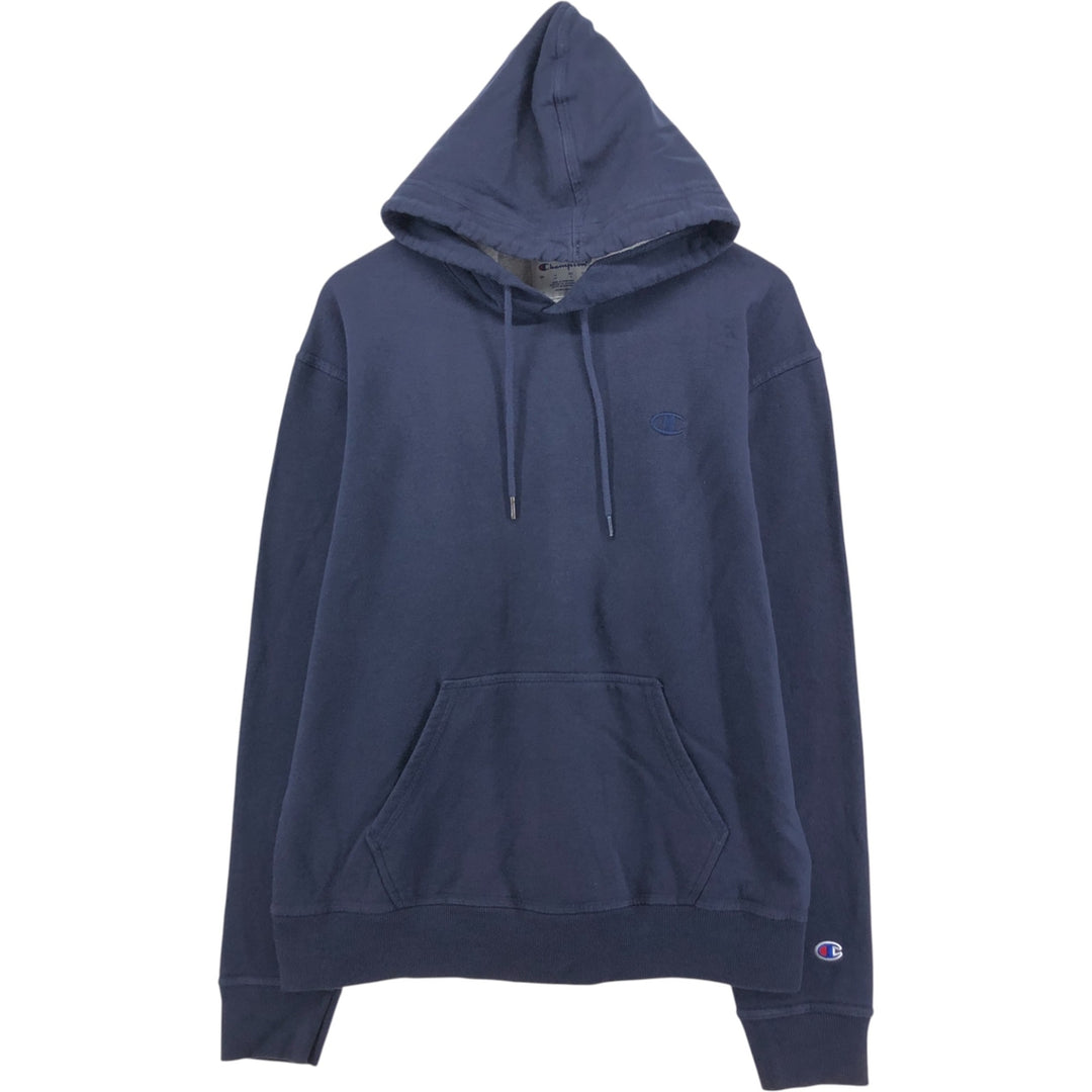 Champion Sweatshirt Pullover Hoodie, Men's Size L cotton navy blue type Vintage Second Hand