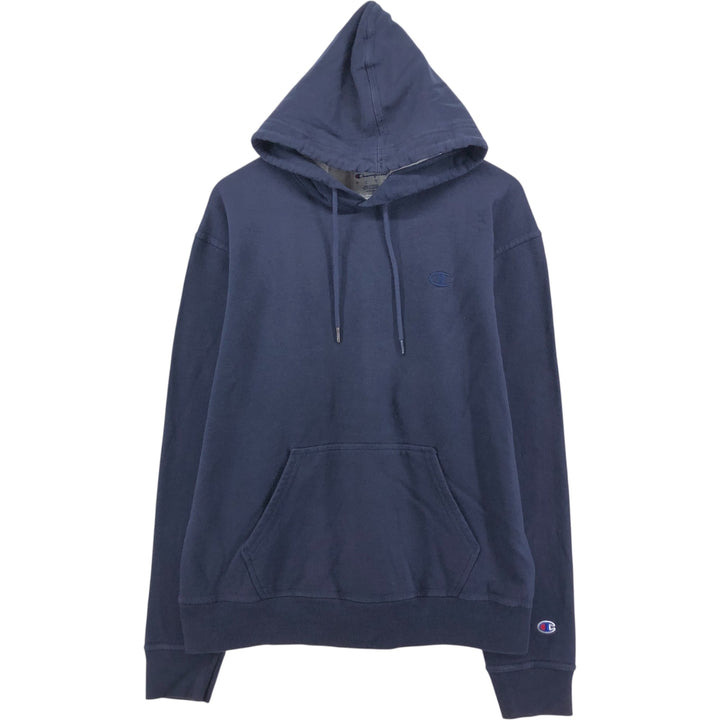 Champion Sweatshirt Pullover Hoodie, Men's Size L cotton navy blue type Vintage Second Hand