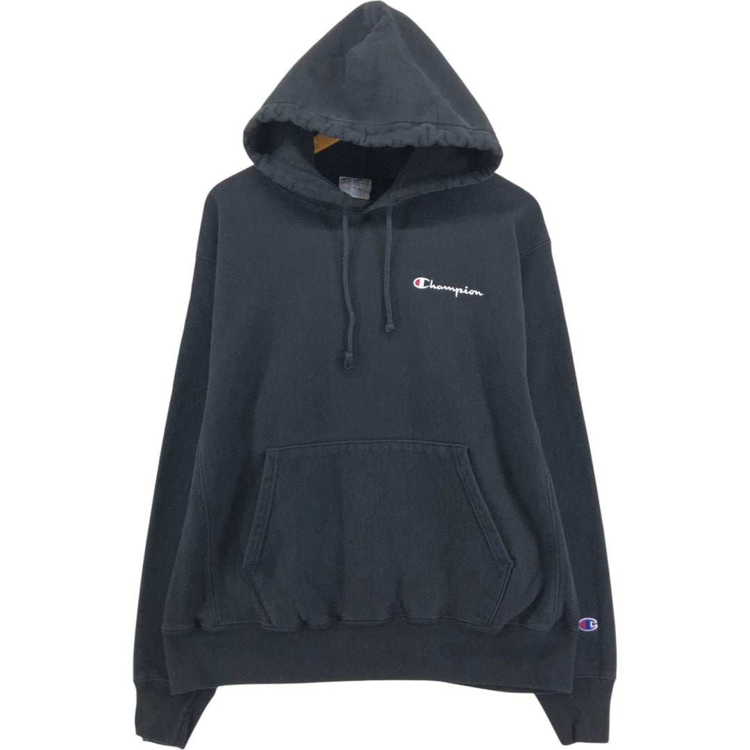 Champion REVERSE WEAVE Reverse Weave Sweat Pullover Hoodie Men's L size cotton black type Vintage Second Hand