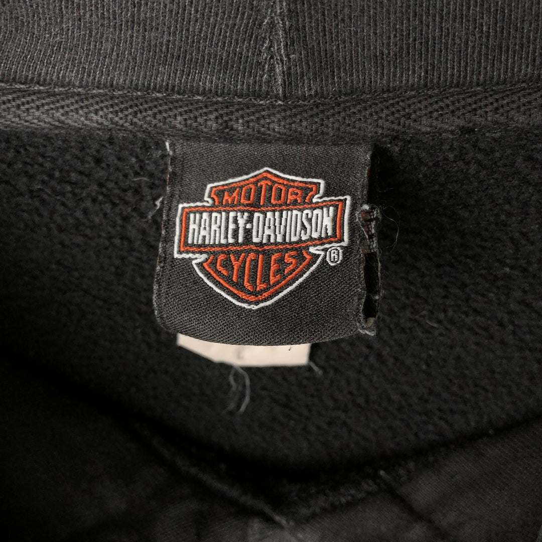 00'S Harley-Davidson Fire Pattern Pullover Sweatshirt Hoodie, Men's Size L cotton black type Vintage Second Hand