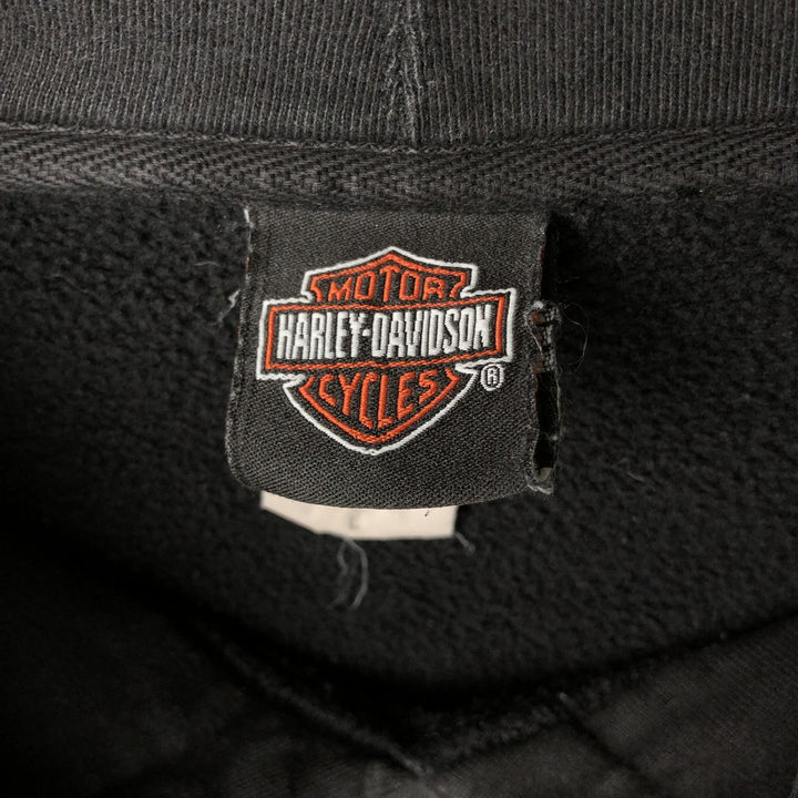 00'S Harley-Davidson Fire Pattern Pullover Sweatshirt Hoodie, Men's Size L cotton black type Vintage Second Hand