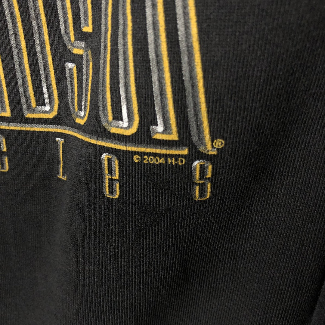 00'S Harley-Davidson Fire Pattern Pullover Sweatshirt Hoodie, Men's Size L cotton black type Vintage Second Hand