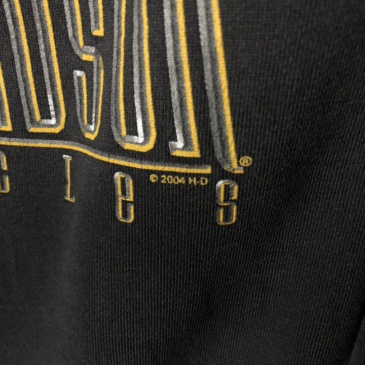 00'S Harley-Davidson Fire Pattern Pullover Sweatshirt Hoodie, Men's Size L cotton black type Vintage Second Hand