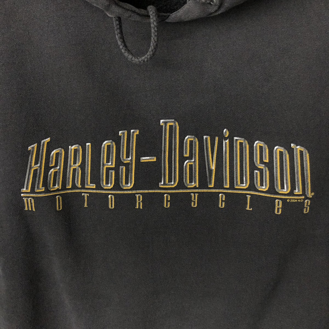 00'S Harley-Davidson Fire Pattern Pullover Sweatshirt Hoodie, Men's Size L cotton black type Vintage Second Hand