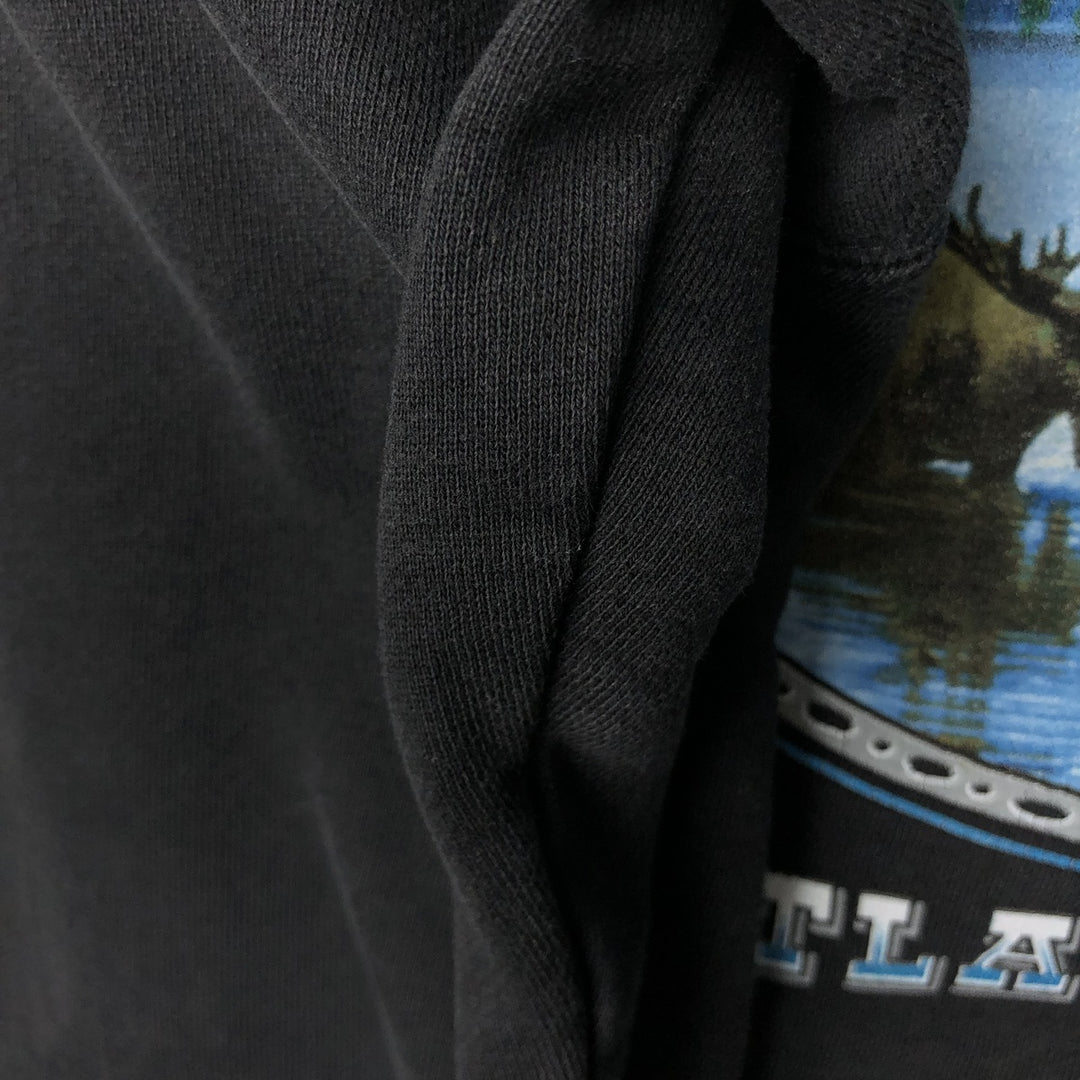 00'S Harley-Davidson Fire Pattern Pullover Sweatshirt Hoodie, Men's Size L cotton black type Vintage Second Hand