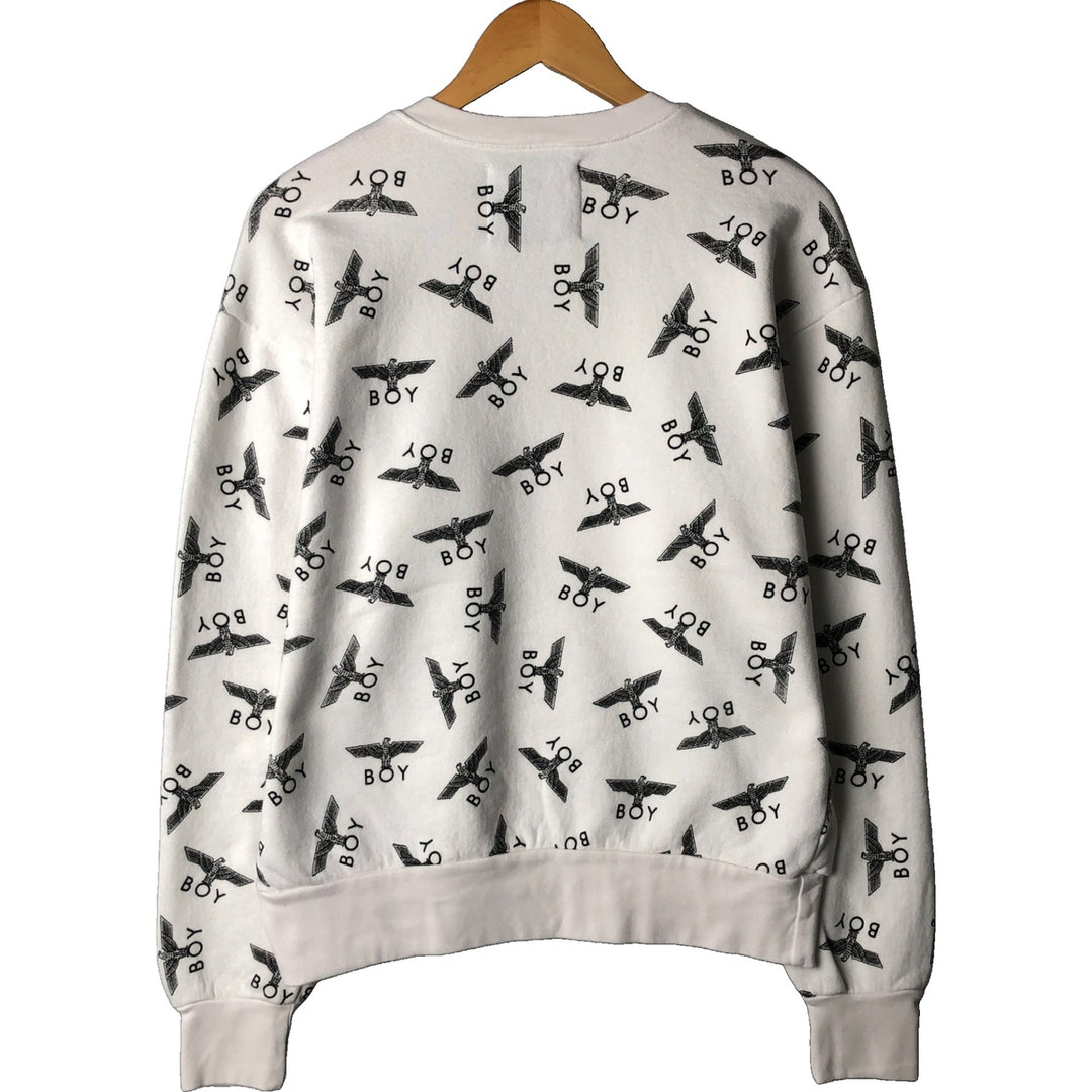 BOY LONDON all-over logo sweatshirt, made in the USA, men's size XS cotton white type Vintage Second Hand