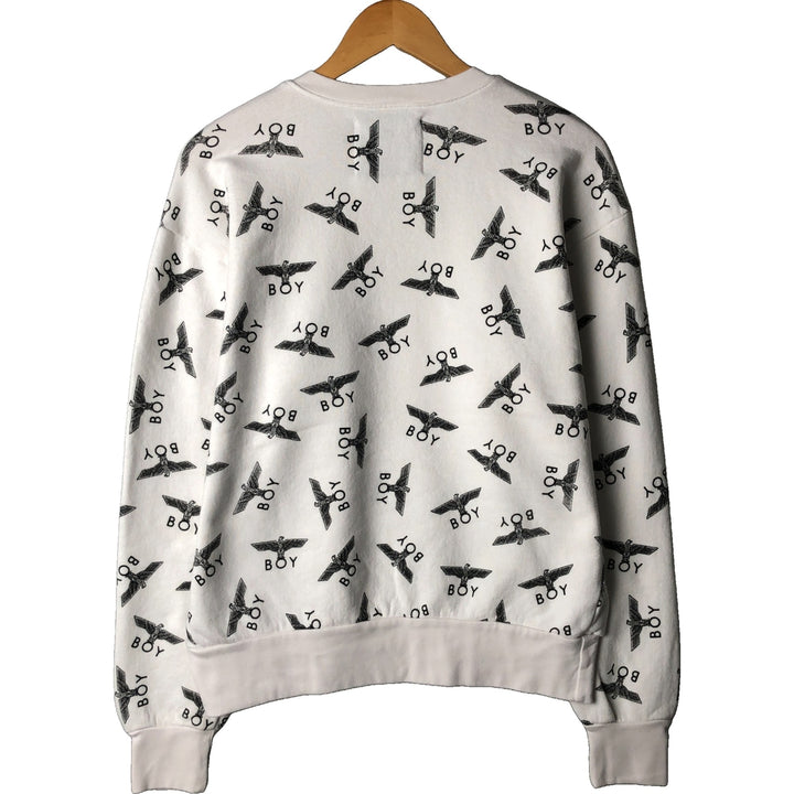 BOY LONDON all-over logo sweatshirt, made in the USA, men's size XS cotton white type Vintage Second Hand