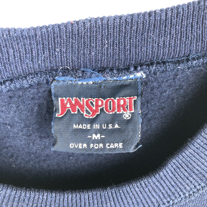 Vintage 90'S Jansport triple print college sweatshirt, made in the USA, size M. cotton navy blue type Vintage Second Hand