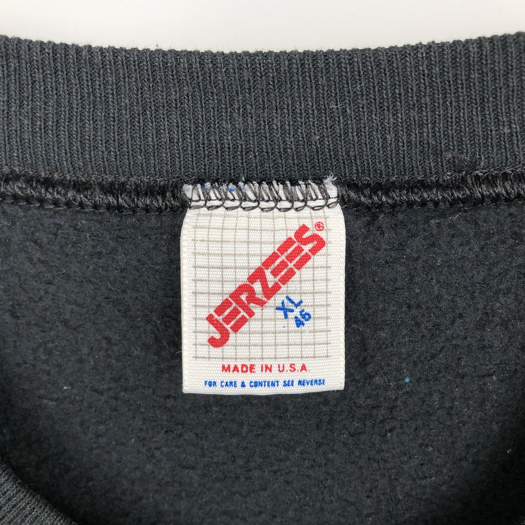 Vintage 80s-90'S Jerzees printed sweatshirt, sweatshirt, made in USA, men's XL size cotton black type Vintage Second Hand