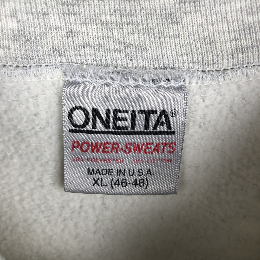 90'S Oneita Power-Sweets Printed Sweatshirt, Made in USA, Men's Size XL, Vintage polyester gray type Vintage Second Hand