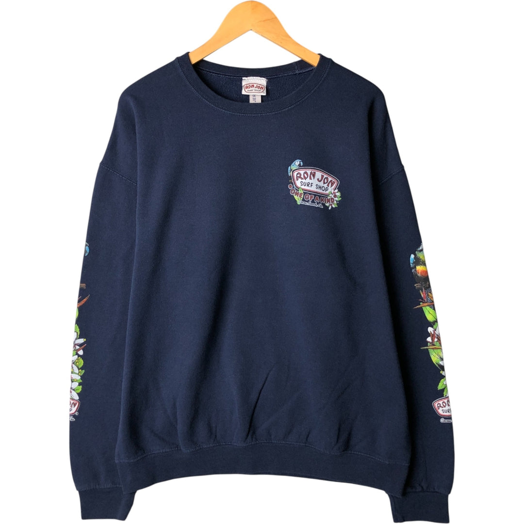 Jerzees Ron Jon Printed Sweatshirt, Men's, Size XL, Vintage cotton navy blue type Vintage Second Hand